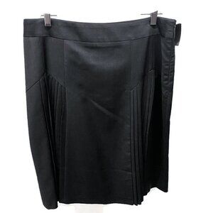 Net Work Charcoal Pleated Knee Length Lined Skirt